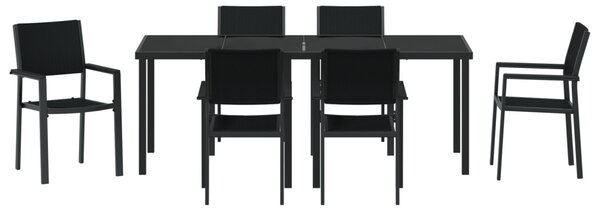 Kert étkező szett 7 pcs Fekete Porszórt acél