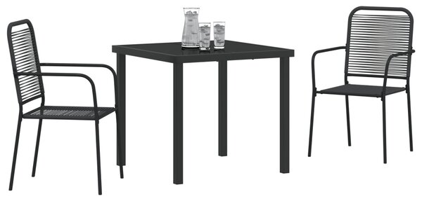 Kert étkező szett 3 pcs Fekete Porszórt acél