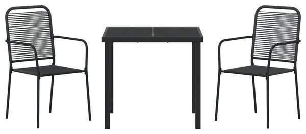 Kert étkező szett 3 pcs Fekete Porszórt acél