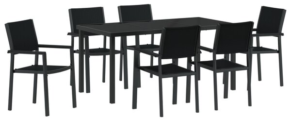 Kert étkező szett 7 pcs Fekete Porszórt acél