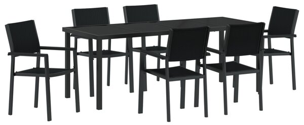 Kert étkező szett 7 pcs Fekete Porszórt acél