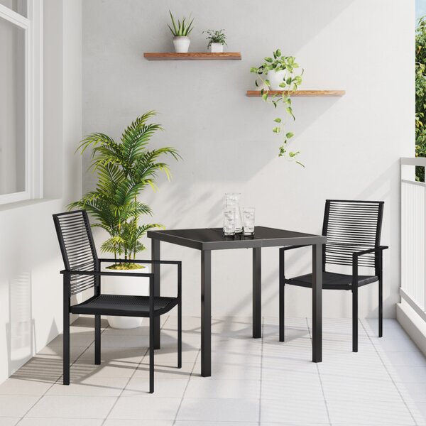 Kert étkező szett 3 pcs Fekete Porszórt acél