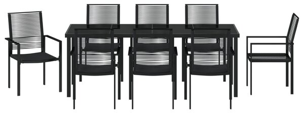 Kert étkező szett 9 pcs Fekete Porszórt acél