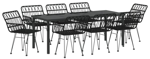Kert étkező szett 9 pcs Fekete Porszórt acél