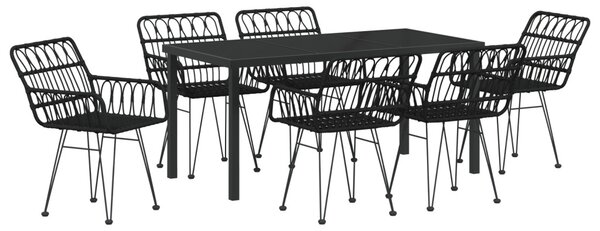 Kert étkező szett 7 pcs Fekete Porszórt acél