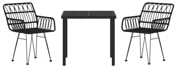 Kert étkező szett 3 pcs Fekete Porszórt acél