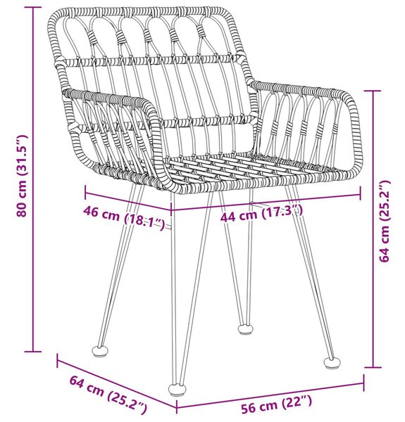 Kert étkező szett 9 pcs Fekete Porszórt acél