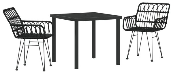 Kert étkező szett 3 pcs Fekete Porszórt acél