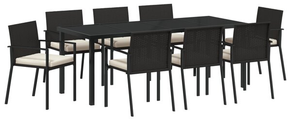 Kert étkező szett 9 pcs Fekete Porszórt acél
