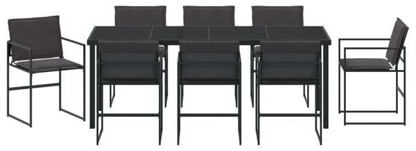 Kert étkező szett 9 pcs Fekete 200 x 80 x 73 cm