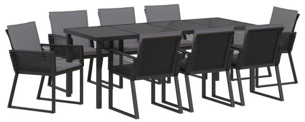 Kert étkező szett 9 db Fekete Porszórt acél