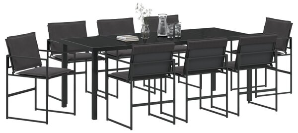 Kert étkező szett 9 pcs Fekete 200 x 80 x 73 cm
