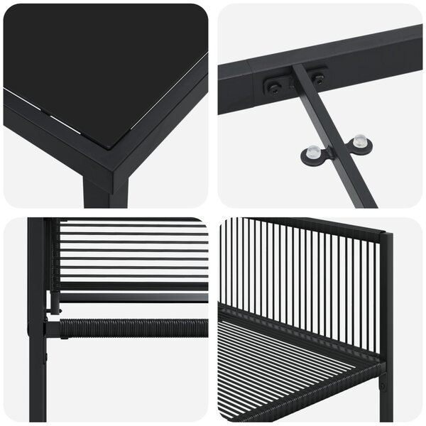 Kert étkező szett 9 pcs Fekete polirattan