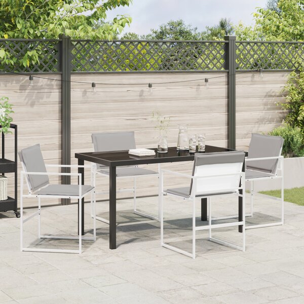 Kert étkező szett 5 pcs Fehér 140 x 70 x 73 cm Textilén és acél