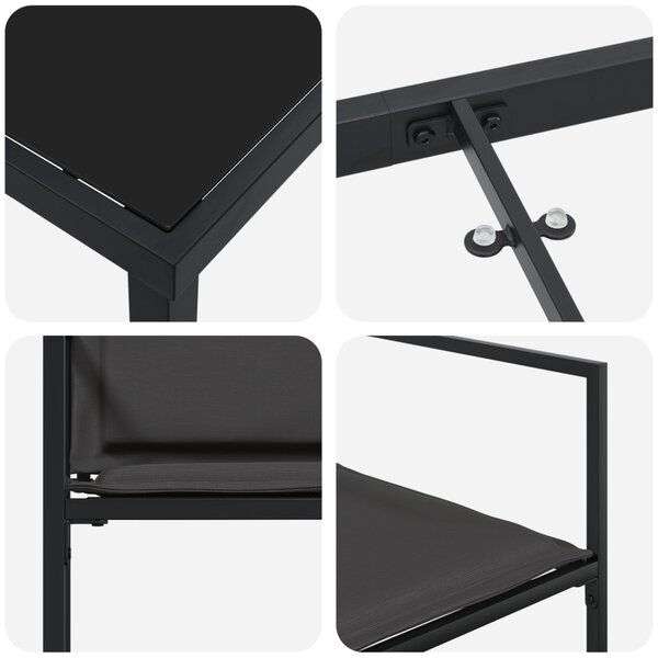 Kert étkező szett 9 pcs Fekete 200 x 80 x 73 cm