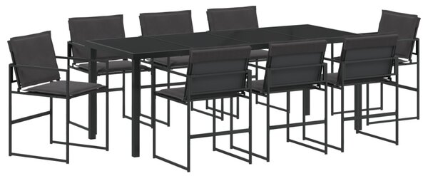 Kert étkező szett 9 pcs Fekete 200 x 80 x 73 cm