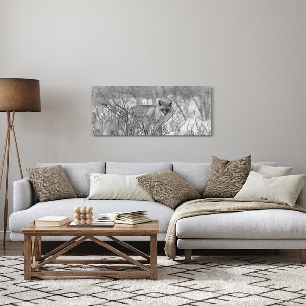 Kép - Róka, fekete, fehér (120x50 cm)