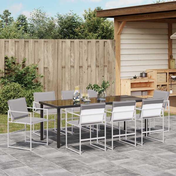 Kert étkező szett 9 pcs Fehér 200 x 80 x 73 cm Textilén és acél