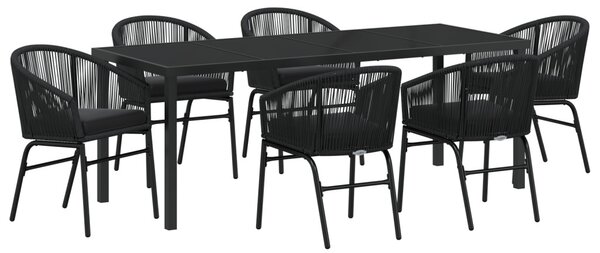 Kert étkező szett 7 pcs Fekete Porszórt acél