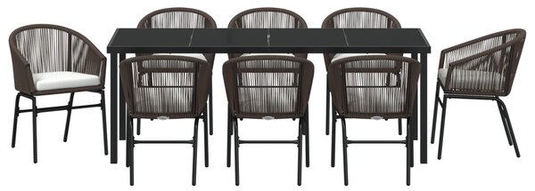 Kert étkező szett 9 pcs Barna Porszórt acél