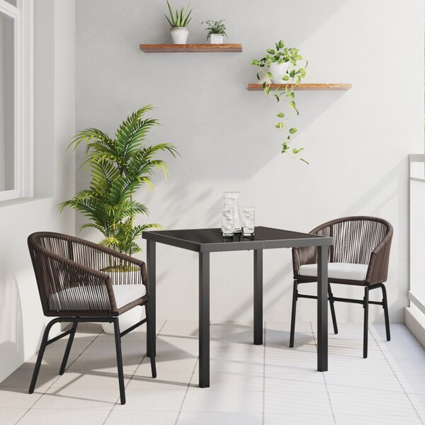 Kert étkező szett 3 pcs Barna Porszórt acél