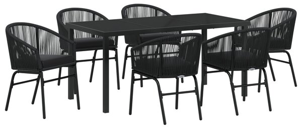 Kert étkező szett 7 pcs Fekete Porszórt acél