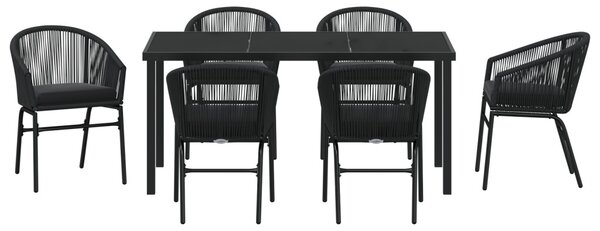 Kert étkező szett 7 pcs Fekete Porszórt acél