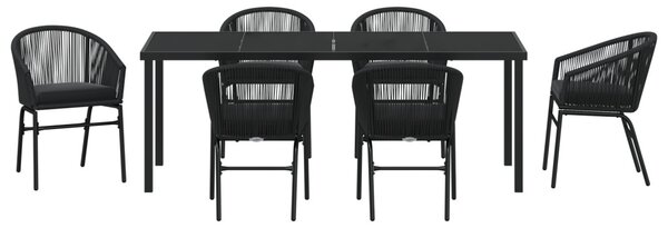 Kert étkező szett 7 pcs Fekete Porszórt acél