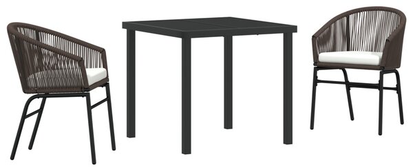 Kert étkező szett 3 pcs Barna Porszórt acél