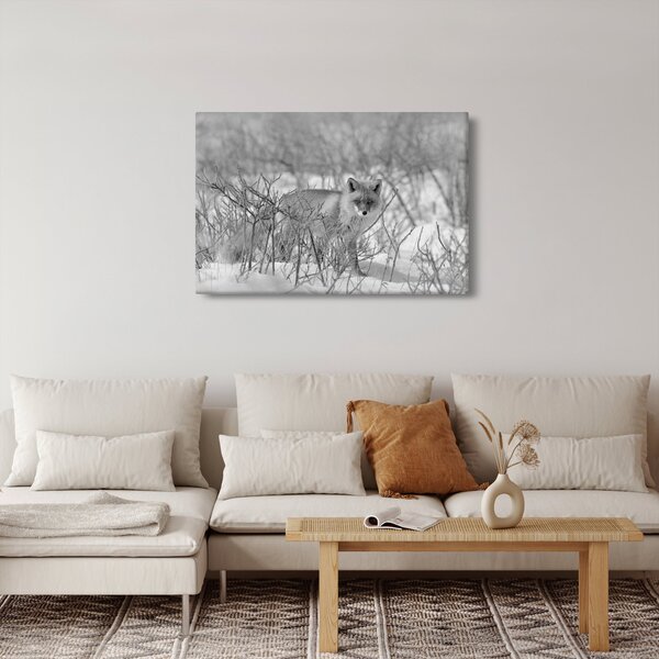 Kép - Róka, fekete, fehér (90x60 cm)