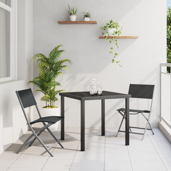 Kert étkező szett 3 pcs Fekete Porszórt acél