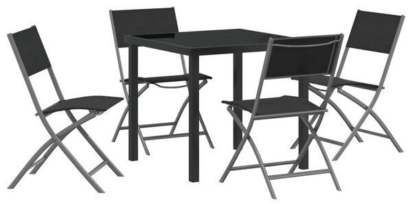 Kert étkező szett 5 pcs Fekete Porszórt acél