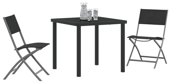 Kert étkező szett 3 pcs Fekete Porszórt acél