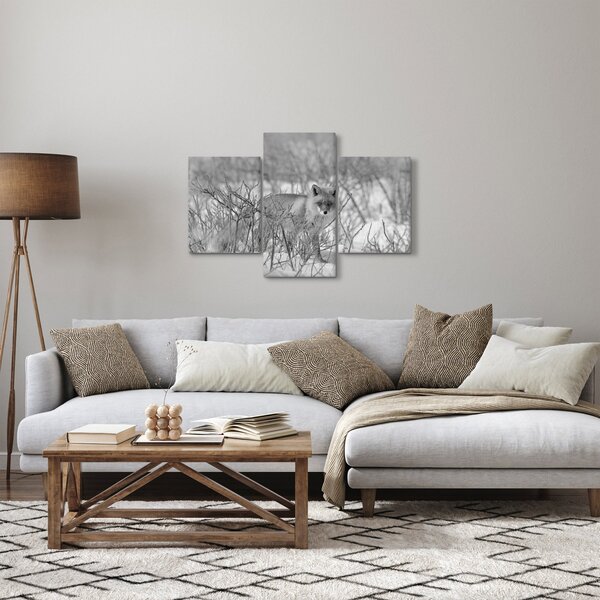Kép - Róka, fekete, fehér (90x60 cm)