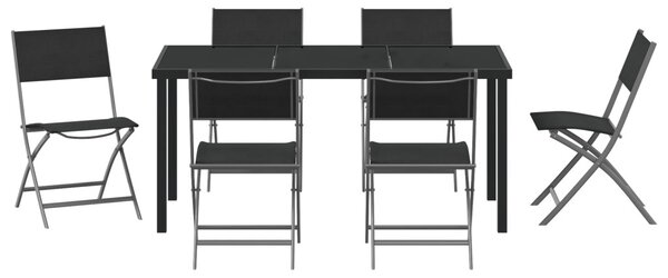 Kert étkező szett 7 pcs Fekete Porszórt acél