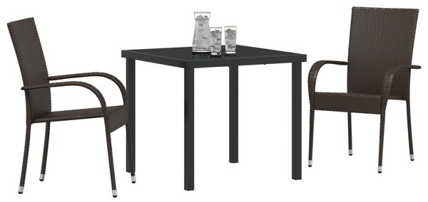 Kert étkező szett 3 pcs Barna Porszórt acél