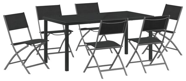 Kert étkező szett 7 pcs Fekete Porszórt acél