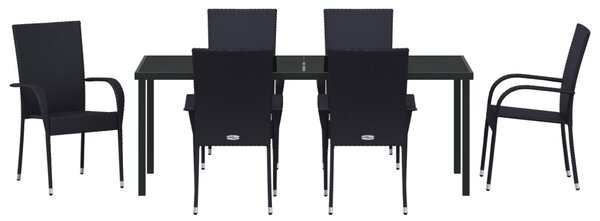 Kert étkező szett 7 pcs Fekete Porszórt acél