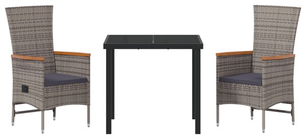 Kert étkező szett párnával 3 pcs Szürke Porszórt acél