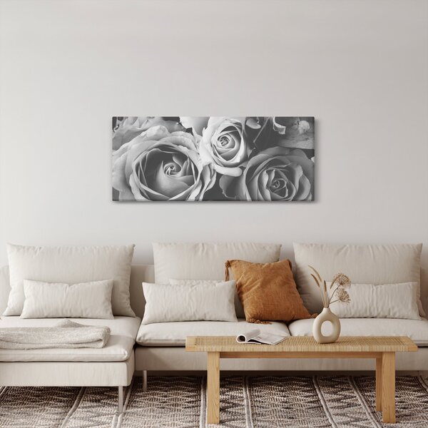 Kép - Rózsa, fekete-fehér (120x50 cm)
