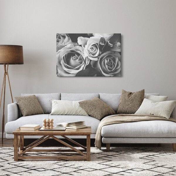 Kép - Rózsa, fekete-fehér (90x60 cm)