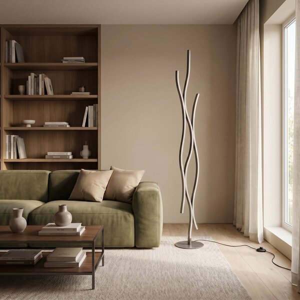Trio Lighting Blaze LED állólámpa fényerőszabályzóval, CCT, alumínium, dimmelhető, Alu / szürke / cink, Nappali / Étkező, fém, Modern