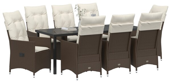 Kert étkező szett párnával 9 pcs Barna polirattan