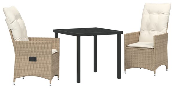 Kert étkező szett párnával 3 pcs Bézs polirattan