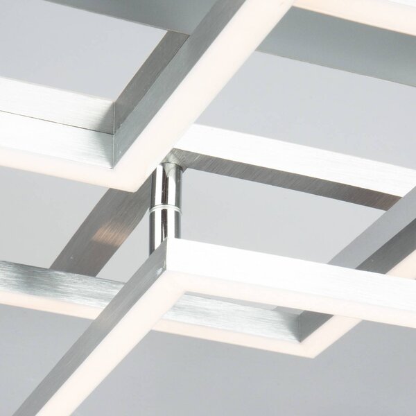 Briloner Frame LED mennyezeti lámpa fok-dimm króm-alu 76x37, dimmelhető, Alu / szürke / cink, Nappali / Étkező, fém, Modern