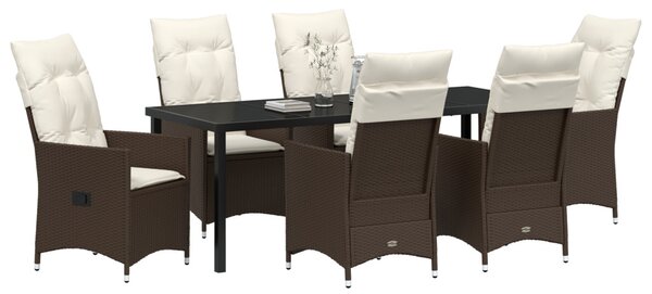 Kert étkező szett párnával 7 pcs Barna polirattan