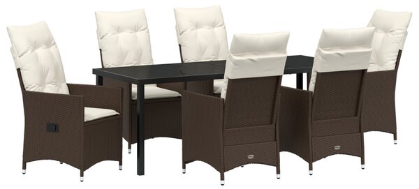 Kert étkező szett párnával 7 pcs Barna polirattan