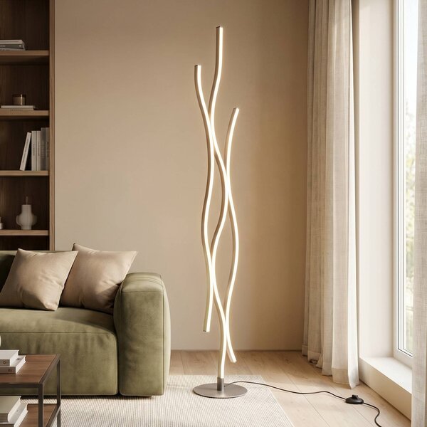 Trio Lighting Blaze LED állólámpa fényerőszabályzóval, CCT, alumínium, dimmelhető, Alu / szürke / cink, Nappali / Étkező, fém, Modern