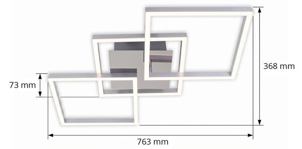 Briloner Frame LED mennyezeti lámpa fok-dimm króm-alu 76x37, dimmelhető, Alu / szürke / cink, Nappali / Étkező, fém, Modern