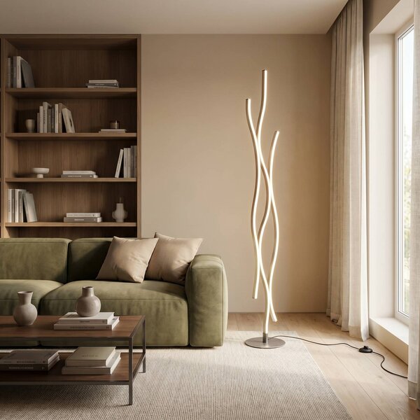 Trio Lighting Blaze LED állólámpa fényerőszabályzóval, CCT, alumínium, dimmelhető, Alu / szürke / cink, Nappali / Étkező, fém, Modern